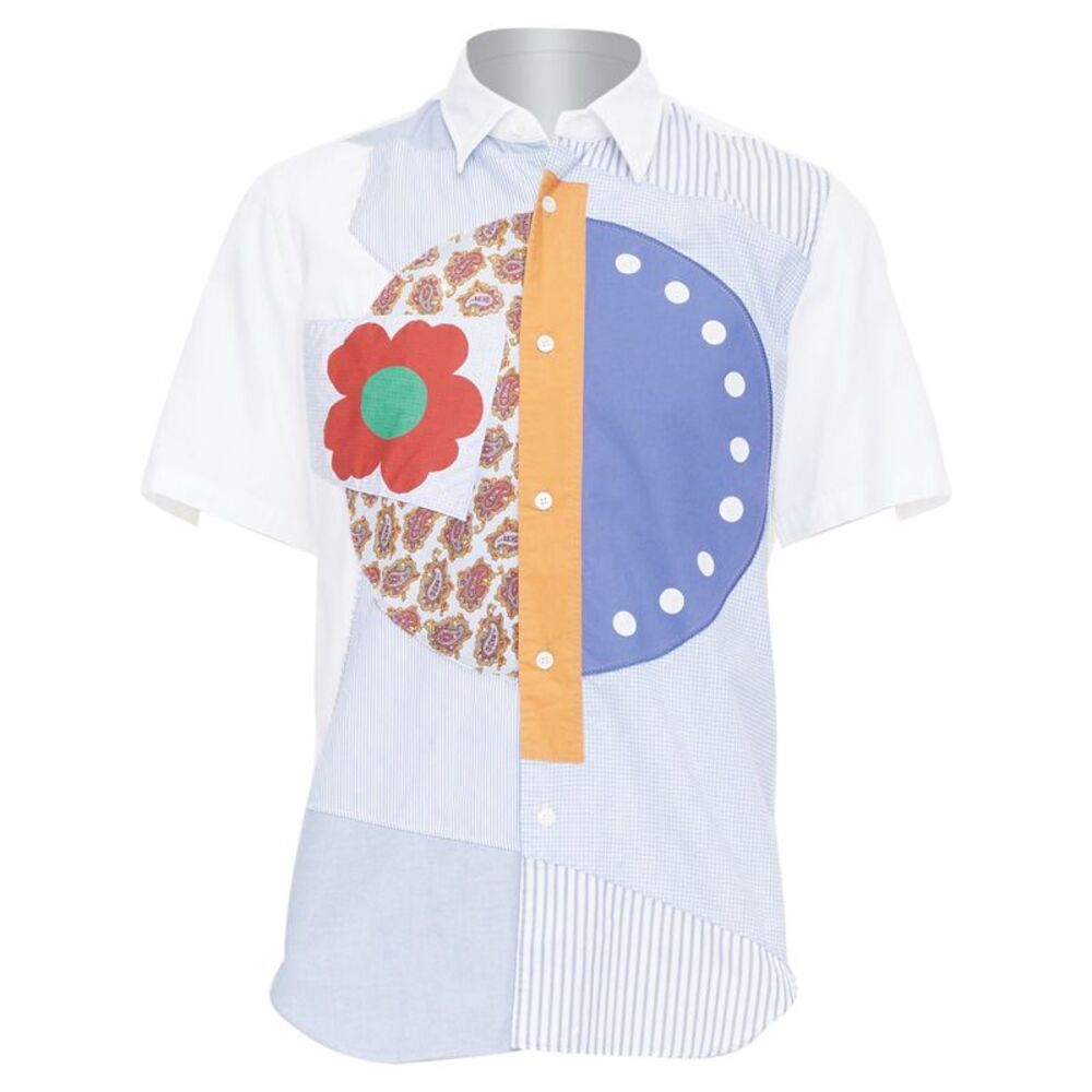 Junya Watanabe Man Blue Patchwork Shirt